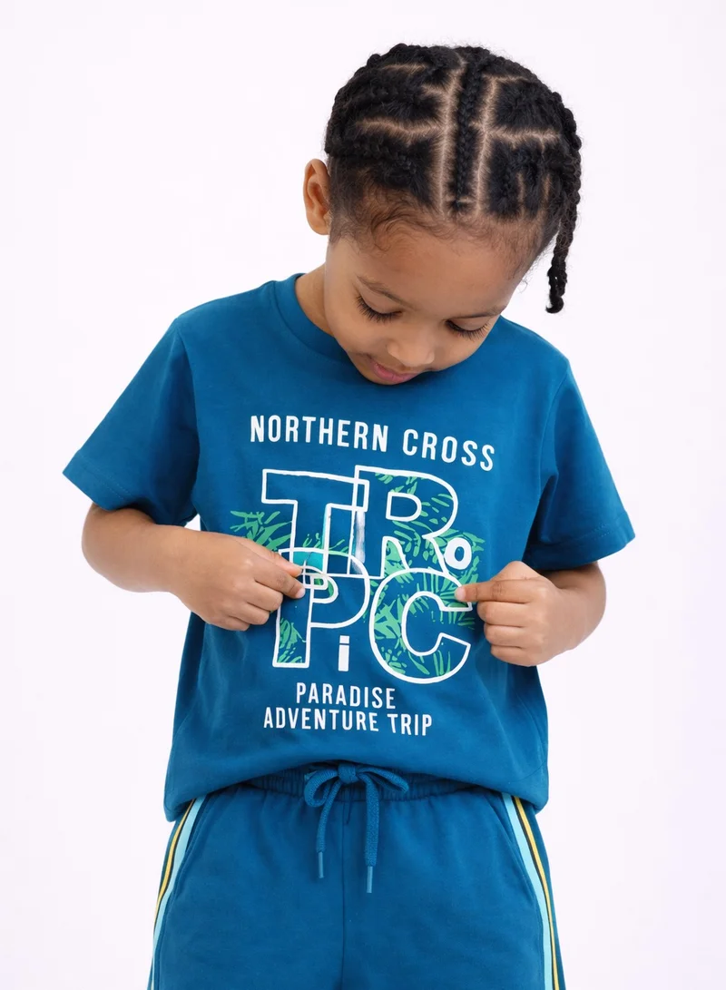 Victor And Jane  Boys JR Athletics Printed T-Shirt & Navy Shorts Set for Men | Best Price UAE